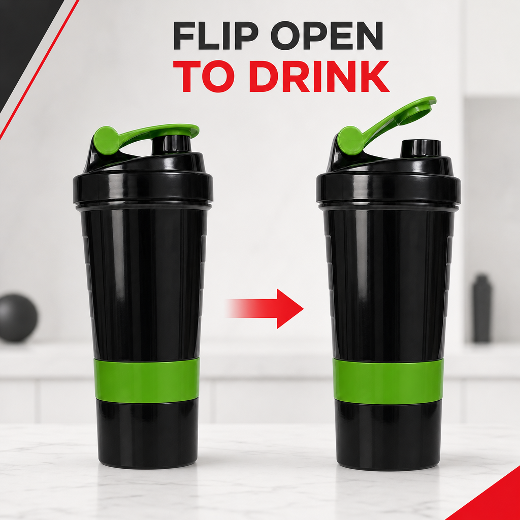 96 Pieces Sports Shaker Bottle with Flip Spout, Black and Green, 800 ml, 1 Piece