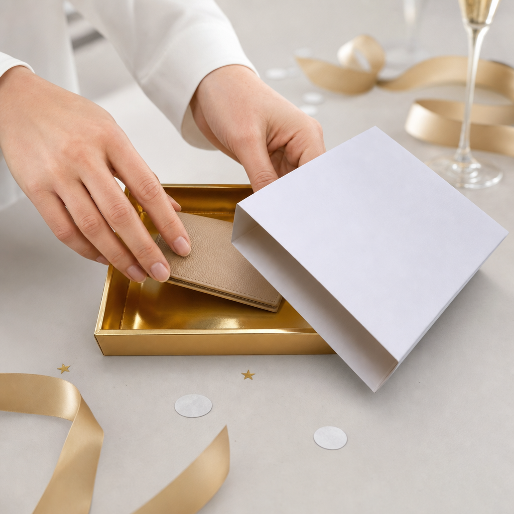 144 Pieces White And Gold Paper Presentation Box, 27 x 20 x 5 cm, 1 Piece