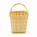 96 Pieces Handwoven Bamboo Basket with Handle, Natural Finish, 12 x 12 x 10 cm