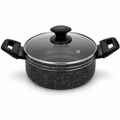 48 Pieces Pressed Aluminium Induction Casserole with Glass Lid, 32 x 15 cm, Black