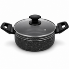 48 Pieces Pressed Aluminium Induction Casserole with Glass Lid, 32 x 15 cm, Black