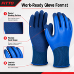 72 Pieces Nitrile-Coated Work Gloves, 24 cm, Blue, 1 Pair