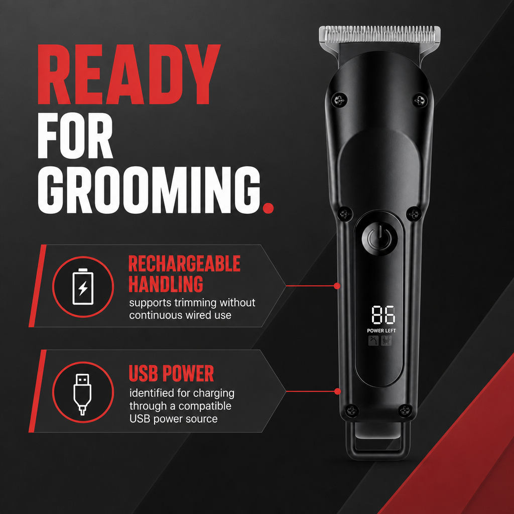96 Pieces Rechargeable Hair Clipper with Digital Display, USB Charging, Black