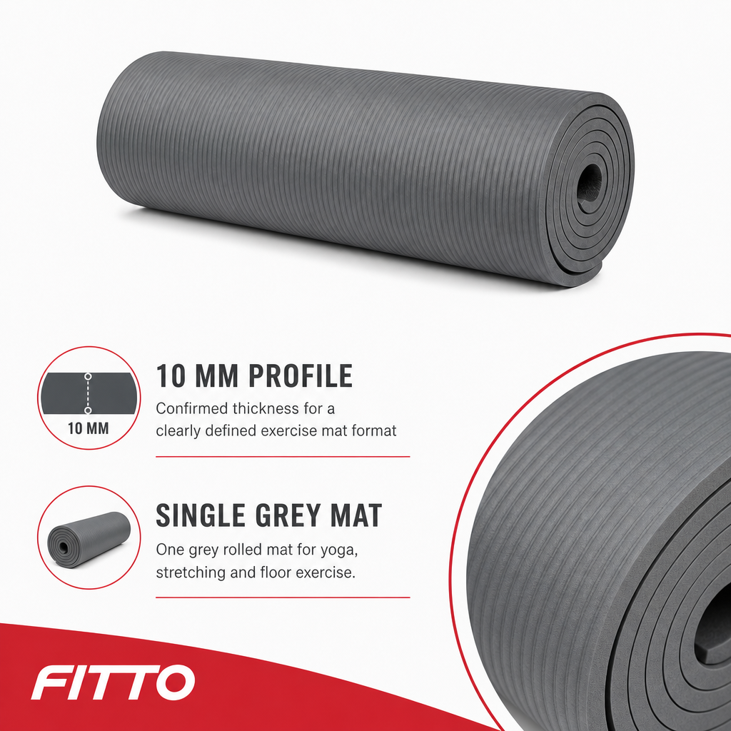 72 Pieces Yoga Mat 10mm Grey, Single Exercise Mats for Yoga, Stretching and Floor Workouts