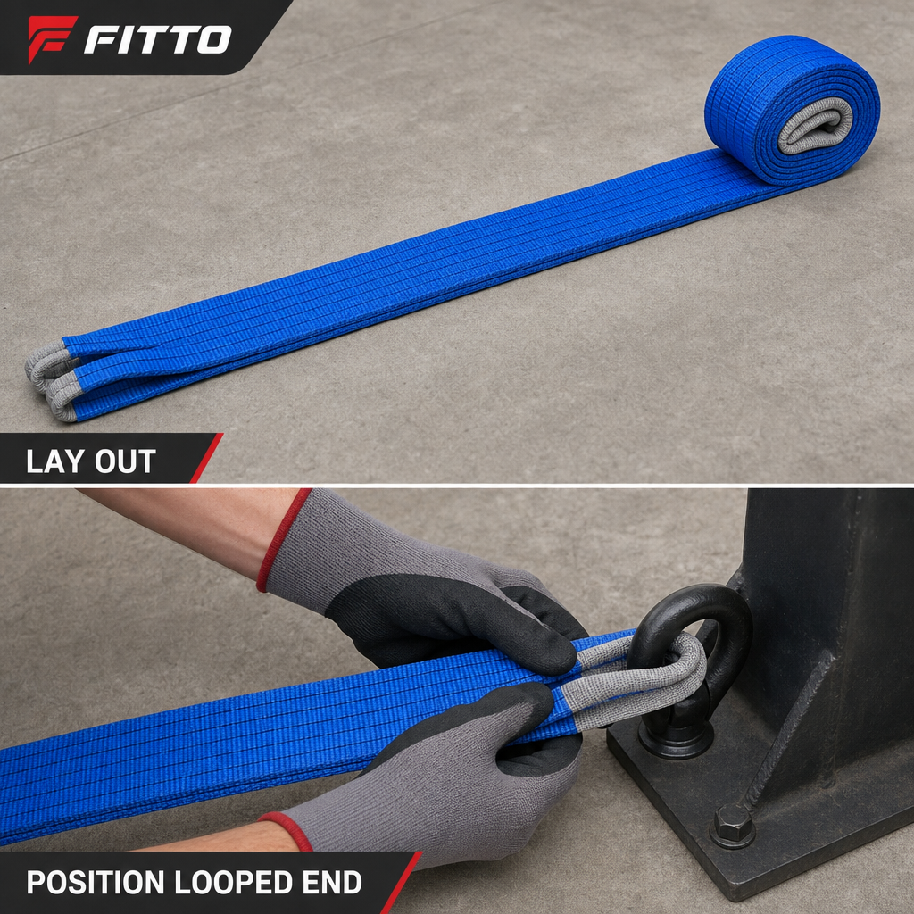 48 Pieces Heavy-Duty Polyester Flat Lift Sling Strap, 8 Ton Capacity, 6 Meter, Blue, 1 Piece