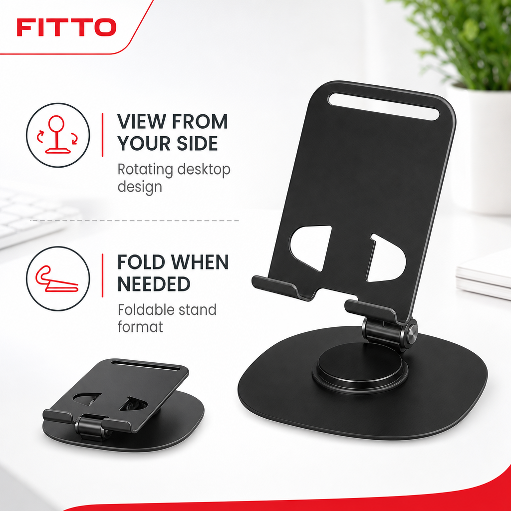 240 Pieces Foldable Rotating Desktop Mobile Phone Stand, Black