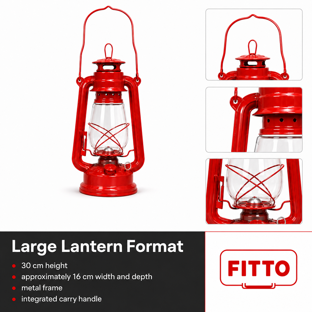 96 Pieces Metal Hurricane Lantern, Large Red Portable Lights, 30 cm