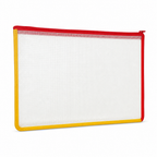 144 Pieces Transparent Grid Zipper Document Folder with Red Trim, 35 x 25 x 2 cm, 1 Piece