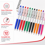 72 Pieces Gel Pens 0.7 mm, Multicolor Ink, 12 Pieces