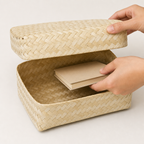 96 Pieces Handwoven Bamboo Rectangular Storage Box with Lid, Natural, 6 x 5 Inch