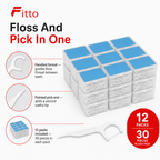 96 Pieces Dental Floss Picks, White, 30 Pieces Per Pack, 12-Pack Oral Care Set