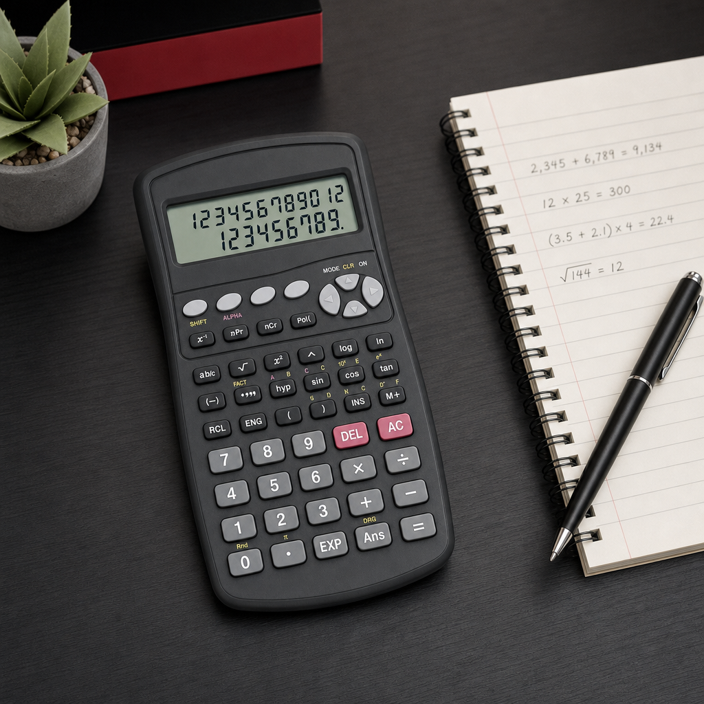 72 Pieces Scientific Calculators, 12-Digit, Two-Line Display, 244 Functions, Black and Grey, 1 Piece