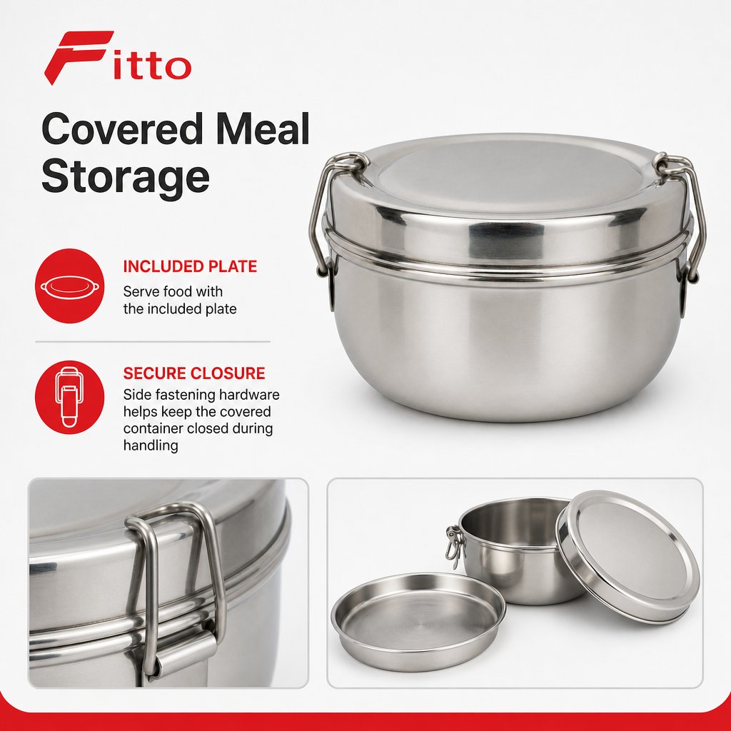 96 Pieces Stainless Steel Lunch Box with Plate, 11.5 cm