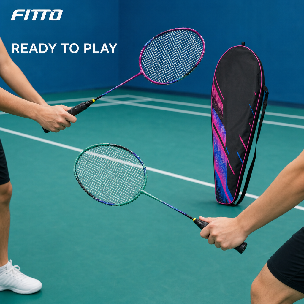 72 Pieces Badminton Racket Set with Carry Bag, 2-Piece, Purple and Green