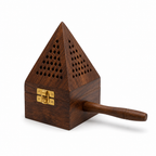 96 Pieces Wooden Incense Burner House with Handle, 3 Inch, Brown