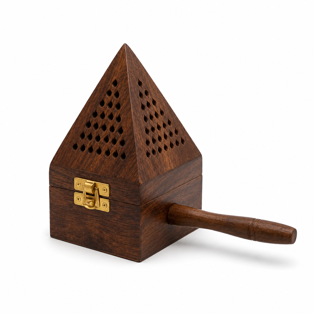 96 Pieces Wooden Incense Burner House with Handle, 3 Inch, Brown