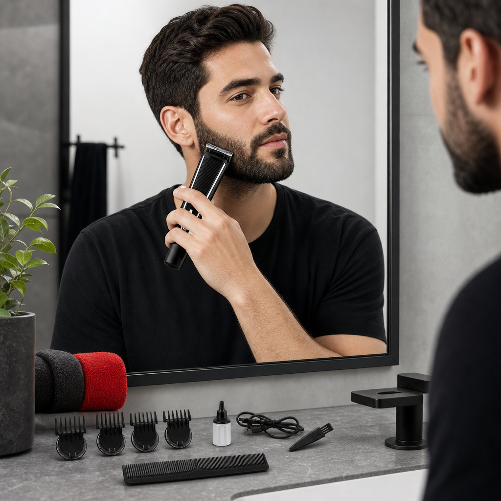 96 Pieces Hair Trimmers Set, Rechargeable Cordless Grooming Trimmer with 4 Guide Combs and USB Charging