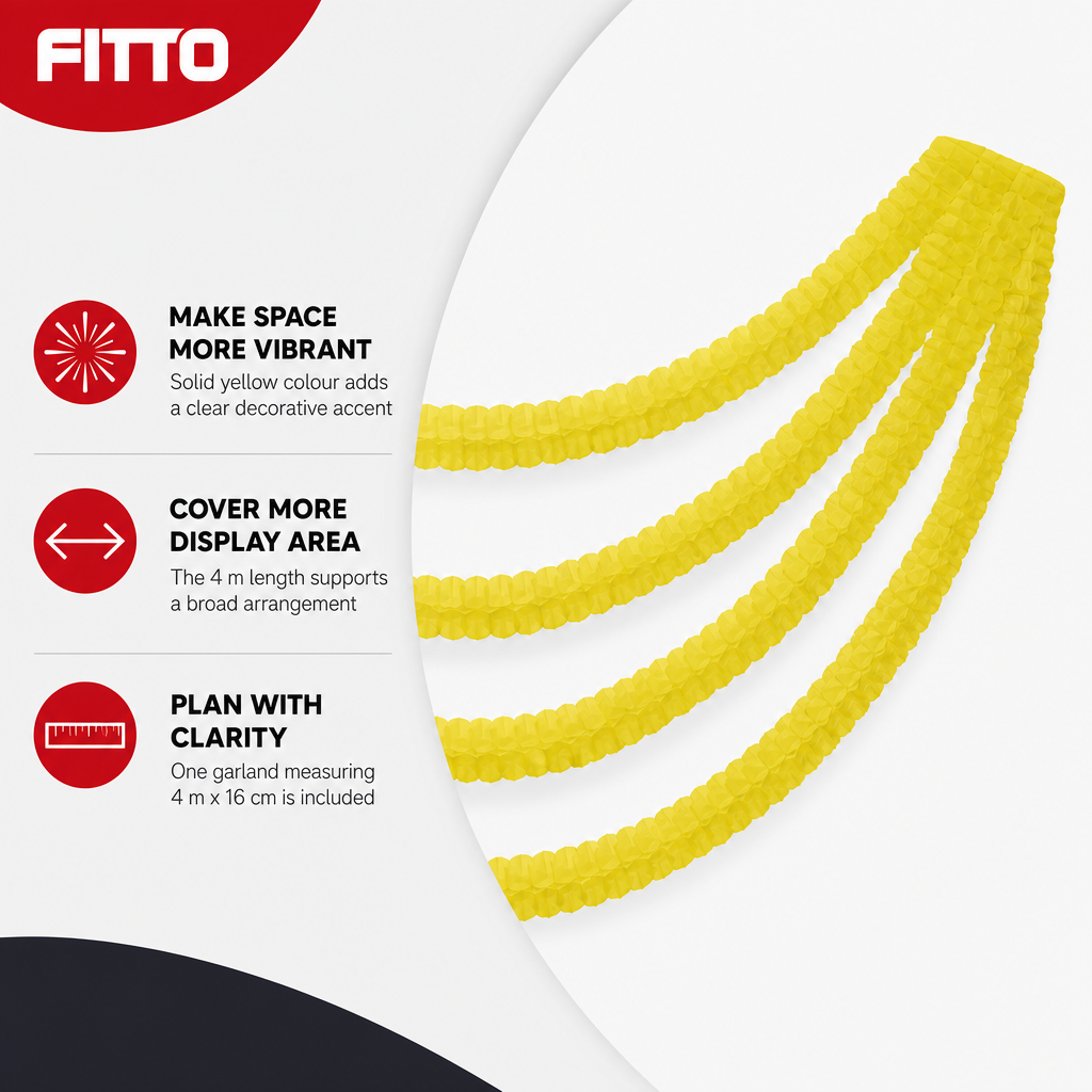 240 Pieces Yellow Solid Colour Paper Garland, 4 m x 16 cm, 1 Piece