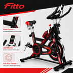 48 Pieces Spin Bikes with Heavy-Duty Steel Frame and LCD Monitor, Black and Red