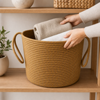 96 Pieces Woven Rope Storage Basket With Handles, Medium Brown, Medium, 25 x 25 x 20 cm
