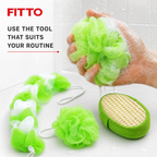 144 Pieces Assorted Colour Bath and Body Scrubber Set, Loofah, Mesh Puff and Brush, 3-Piece Personal Cleansing Set