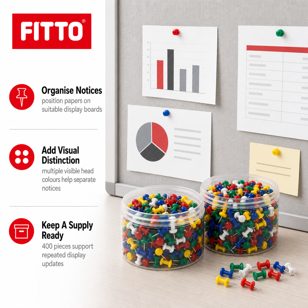 96 Pieces Push Pins, 400 Pieces, Multicolor Thumb Tacks for Office, School and Notice Boards
