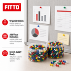 96 Pieces Push Pins, 400 Pieces, Multicolor Thumb Tacks for Office, School and Notice Boards