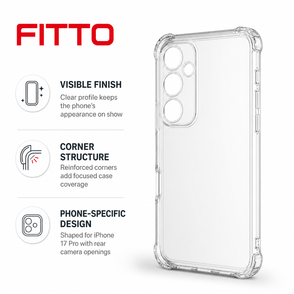 240 Pieces Clear Anti-Burst Protective Phone Cases with Reinforced Corners for iPhone 17 Pro