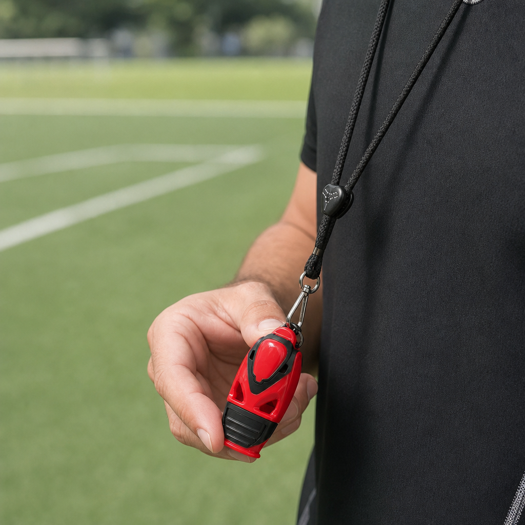 96 Pieces Pealess Sports Whistles with Lanyard, Red