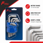 96 Pieces Short Hex Key Set, 1.5–10 mm Sizes, Blue and Silver, 9-Piece Allen Wrench Set