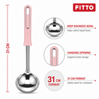 120 Pieces Stainless Steel Soup Ladle with Pink Handle, 31 cm, Deep Bowl for Cooking and Serving