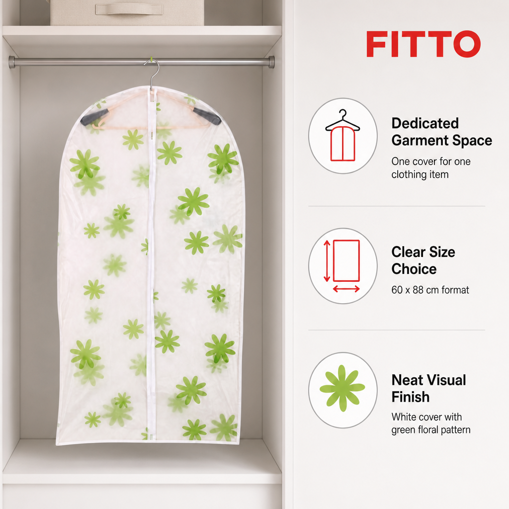 240 Pieces Clothing Protective Covers, White and Green Floral Pattern, 60 x 88 cm, 1 Piece