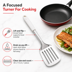 96 Pieces Slotted Turner Spatula with Stainless Steel Head and Plastic Handle, 34 x 7.5 cm, 1 Piece