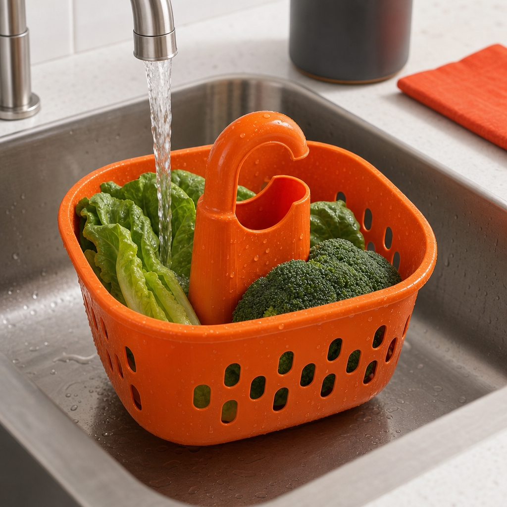 120 Pieces Kitchen Drain Basket Plastic Strainer with Centre Handle, Rounded Rectangular Design, Orange or White, 1 Piece