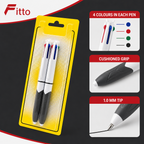 144 Pieces 4-in-1 Ball Pens with Cushioned Grip, 1.0 mm, 2-Pack
