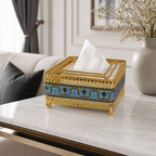 96 Pieces Decorative Square Tissue Box Holder, Gold and Blue, 1 Piece