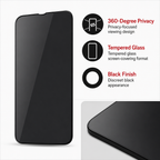 120 Pieces Privacy Tempered Glass Screen Protectors, 360-Degree Viewing Protection, Black