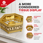 96 Pieces Decorative Hexagonal Tissue Box Holder, Gold and Cream, 1 Piece