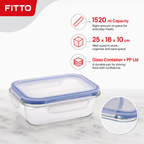 96 Pieces Rectangular Glass Food Storage Container with PP Lid, 1520 ml