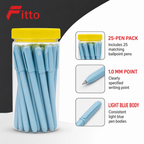 96 Pieces Ballpoint Pens, 1.0 mm, Light Blue Body, 25 Pack