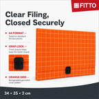96 Pieces Orange Grid A4 Document Folder with Snap Lock Closure, 1 Piece
