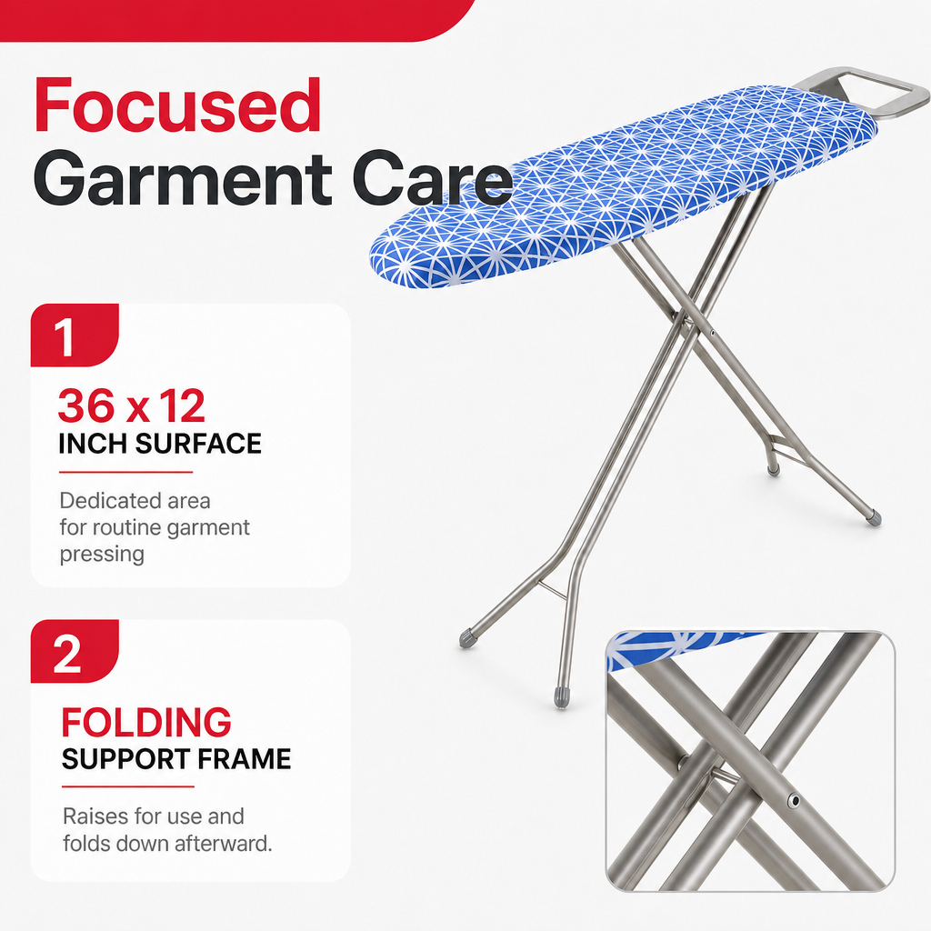 60 Pieces Ironing Boards, Foldable Pressing Surface, Blue Geometric Cover, 36 x 12 Inch