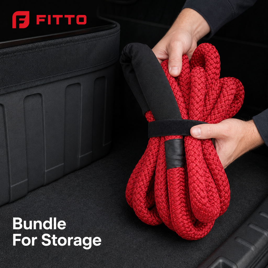 48 Pieces Braided Vehicle Recovery Ropes with Protective Sleeves, Red