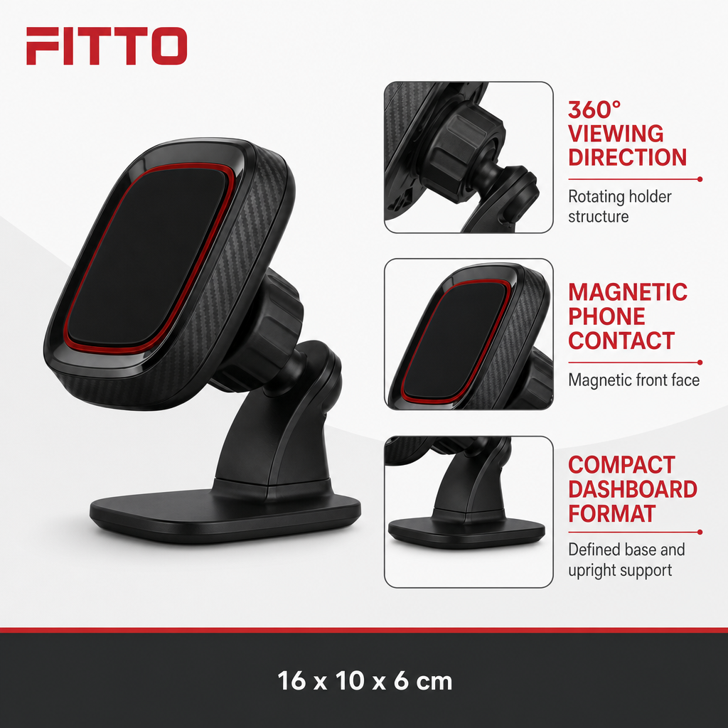 96 Pieces Magnetic Car Phone Holder HL-119, 360° Rotation Dashboard Mount, Black, 1 Piece