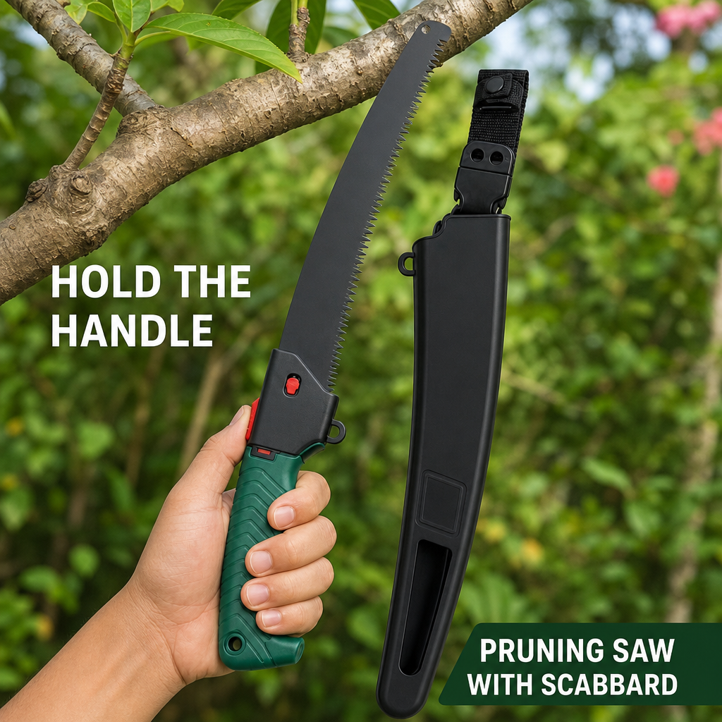 96 Pieces Hand Pruning Saw with Scabbard, 40 cm, Green, 1 Piece