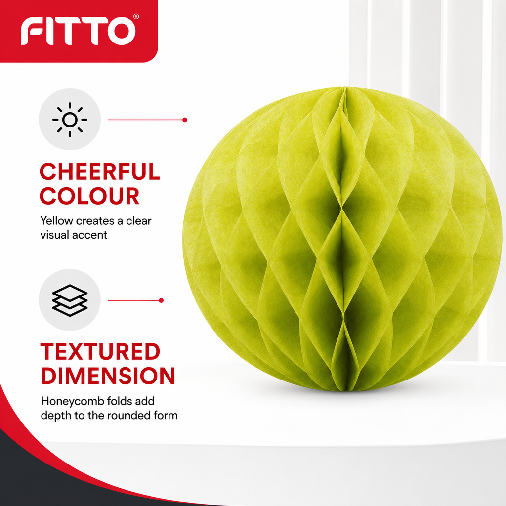 240 Pieces Yellow Paper Honeycomb Ball Decoration, 30 cm, 1 Piece