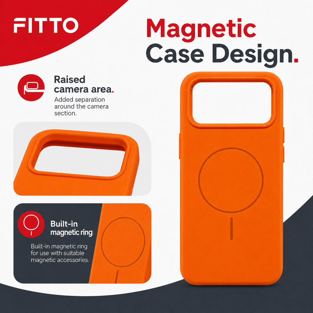 120 Pieces Silicone Magnetic Phone Cases with Raised Camera Protection, Orange, Single Case