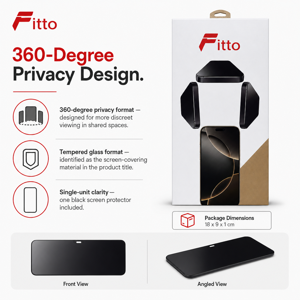 120 Pieces 360-Degree Privacy Tempered Glass Screen Protectors, Black