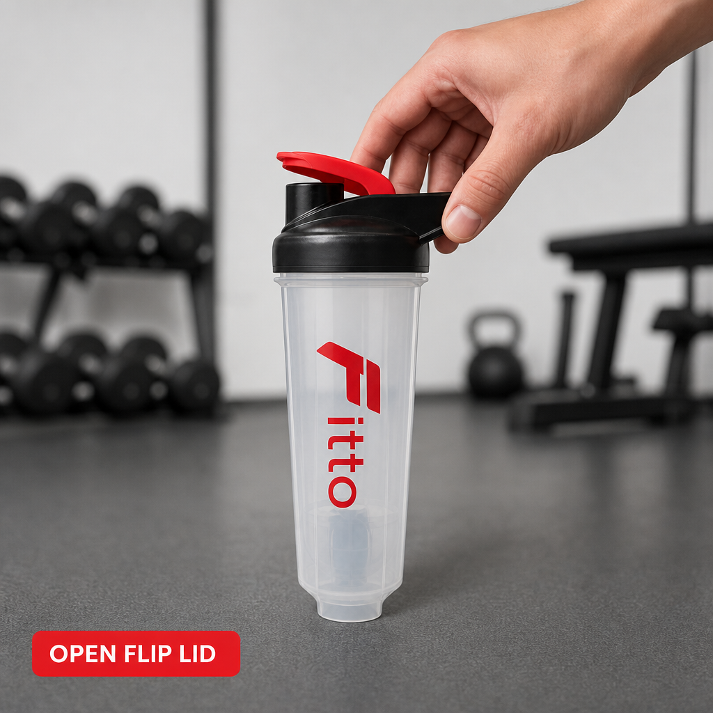 120 Pieces Protein Shaker Bottle with Flip Lid, Clear Body and Red Cap, Single Sports Drink Container