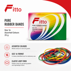 240 Pieces Rubber Bands, Assorted Colours, Size 16, 25 g Pack